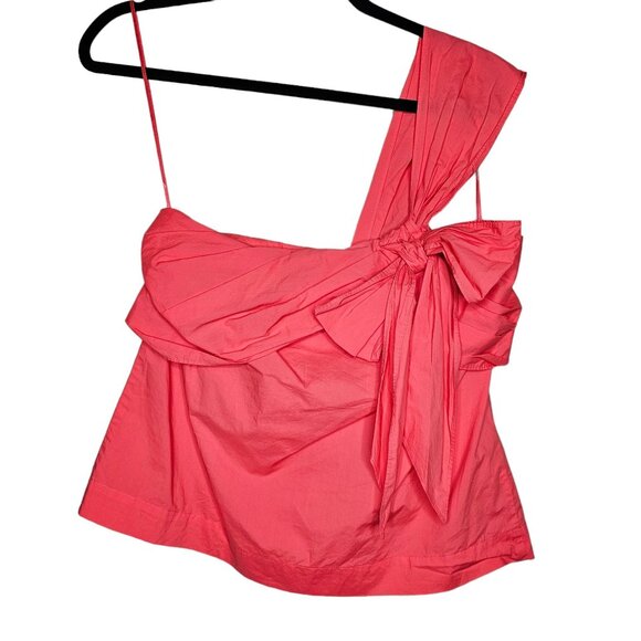 J Crew 10 Wildflower Top Pink One Shoulder Big Bow Tank Coquette Preppy Feminine - Picture 2 of 7